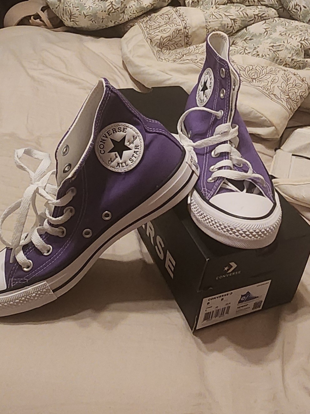 Converse High Top Sneakers - Electric Purple & White